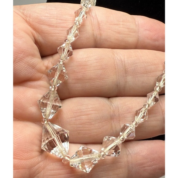 Vintage Clear AB Austrian Crystal Necklace & Bracelet Graduated Bicone Diamond - Picture 2 of 7